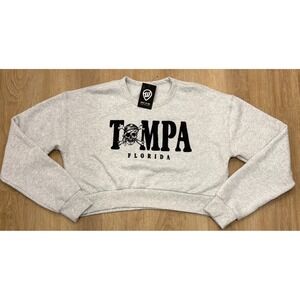 NWT Women's Where I'm From Tampa Cropped Sweatshirt - Large - Heather Grey